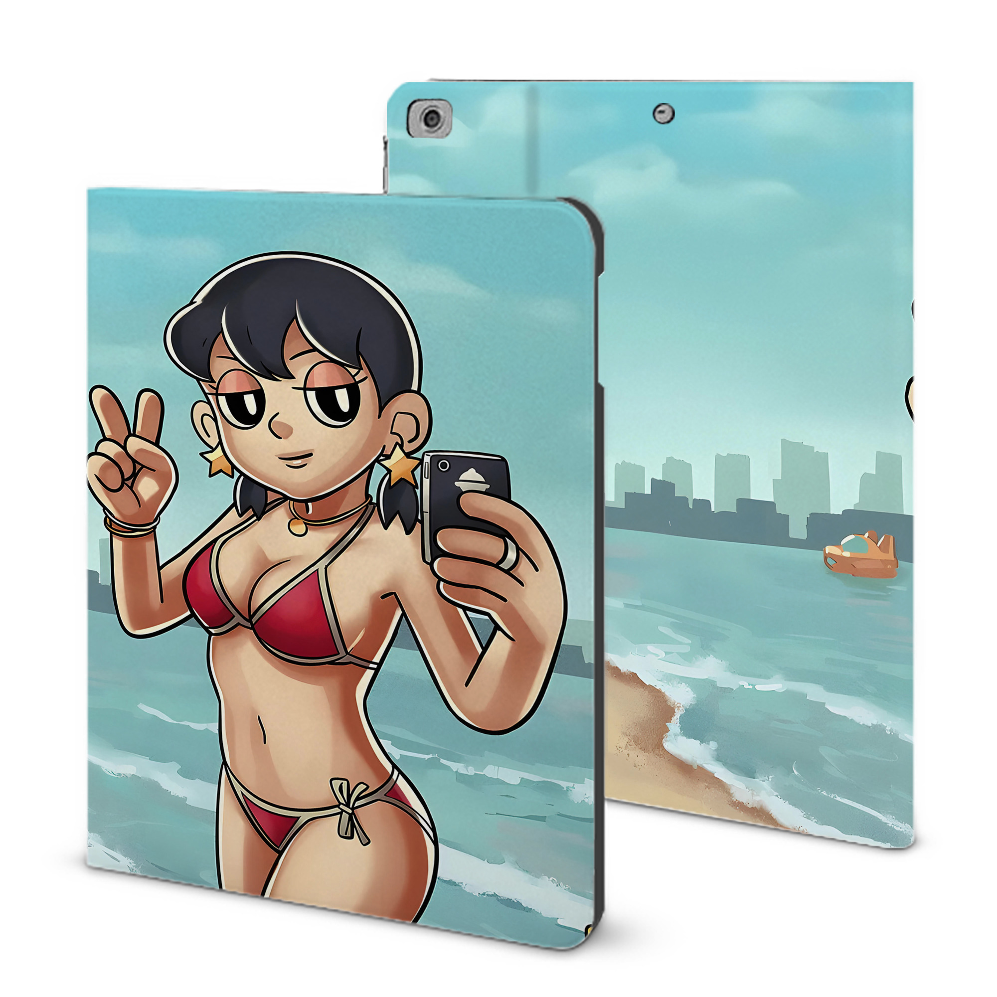 （画像用） ドラえもん Doraemon IPad ケース ブック型 PUレザー TPU 耐衝撃 軽量 薄型 ペン収納なし 全面保護 IPad 各モデル対応